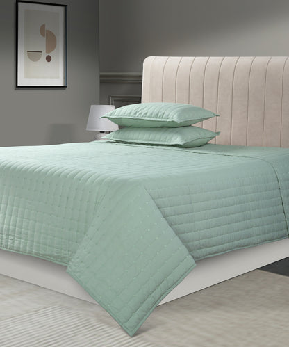 Nectarsoft Italian Retreat King Bedcover Set, Sage|90 GSM Cotton|3 Pc Set
