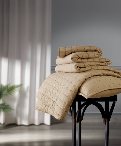 Nectarsoft Italian Retreat King Bedcover Set, Taupe|90 GSM Cotton|3 Pc Set