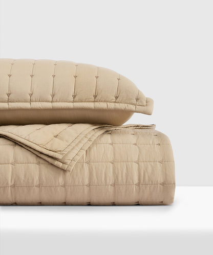 Nectarsoft Italian Retreat King Bedcover Set, Taupe|90 GSM Cotton|3 Pc Set
