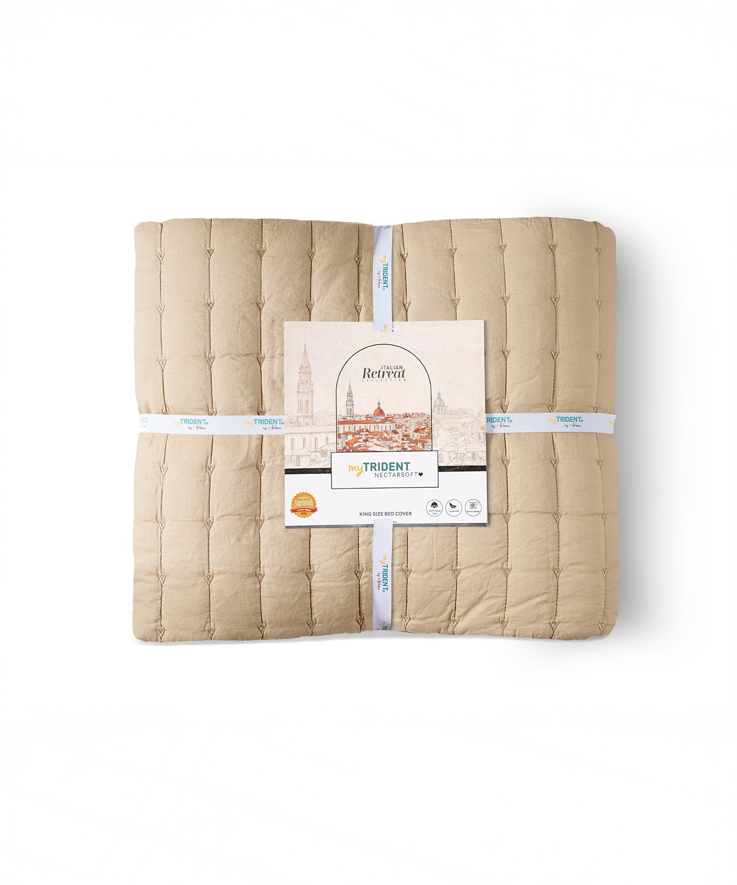 Nectarsoft Italian Retreat King Bedcover Set, Taupe|90 GSM Cotton|3 Pc Set