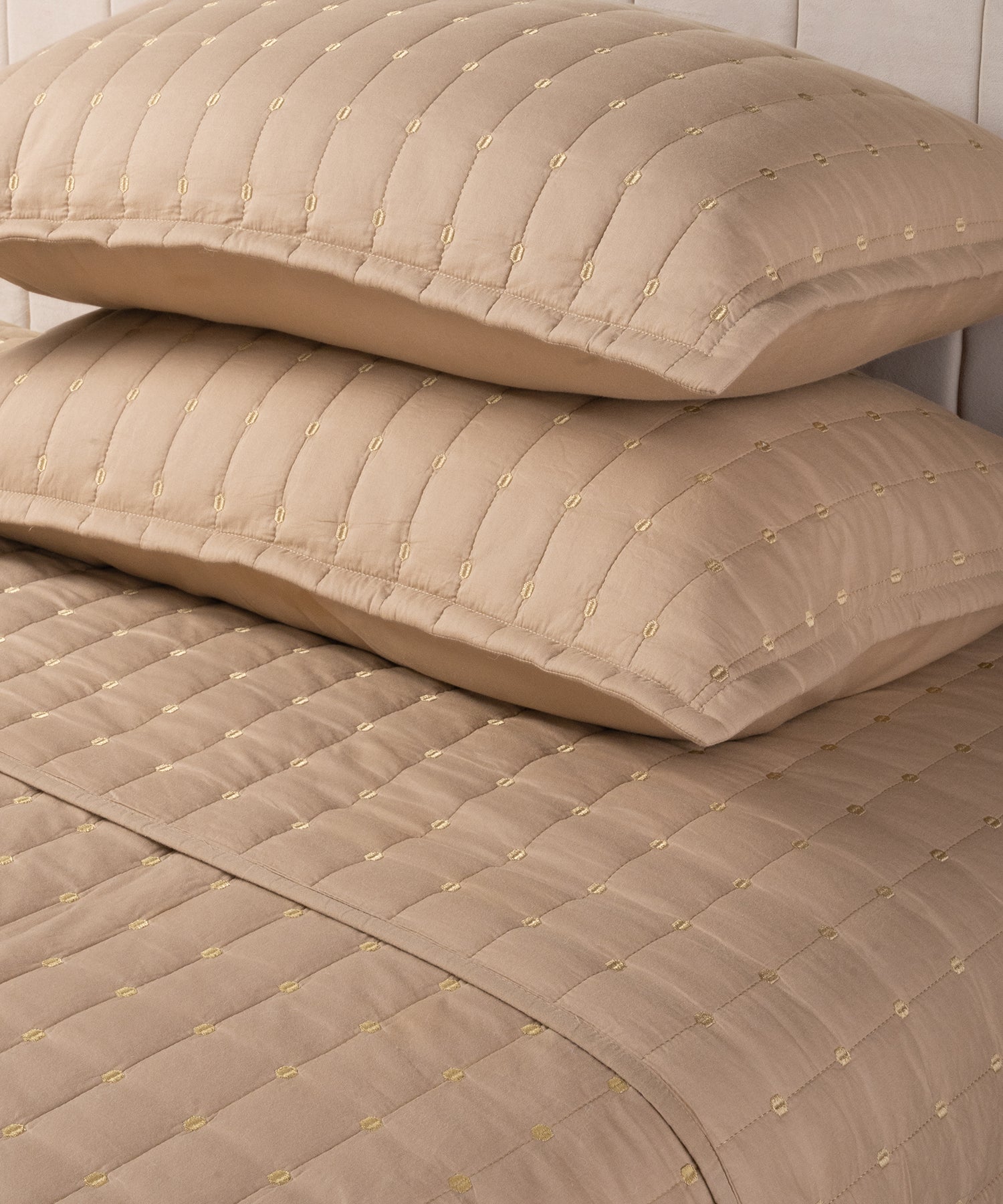 Nectarsoft Italian Retreat King Bedcover Set, Mocha|90 GSM Cotton|3 Pc Set