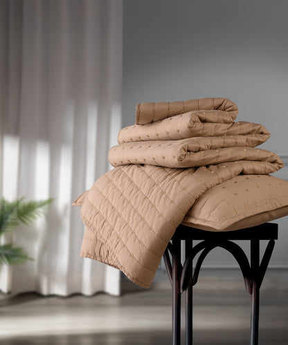 Nectarsoft Italian Retreat King Bedcover Set, Mocha|90 GSM Cotton|3 Pc Set