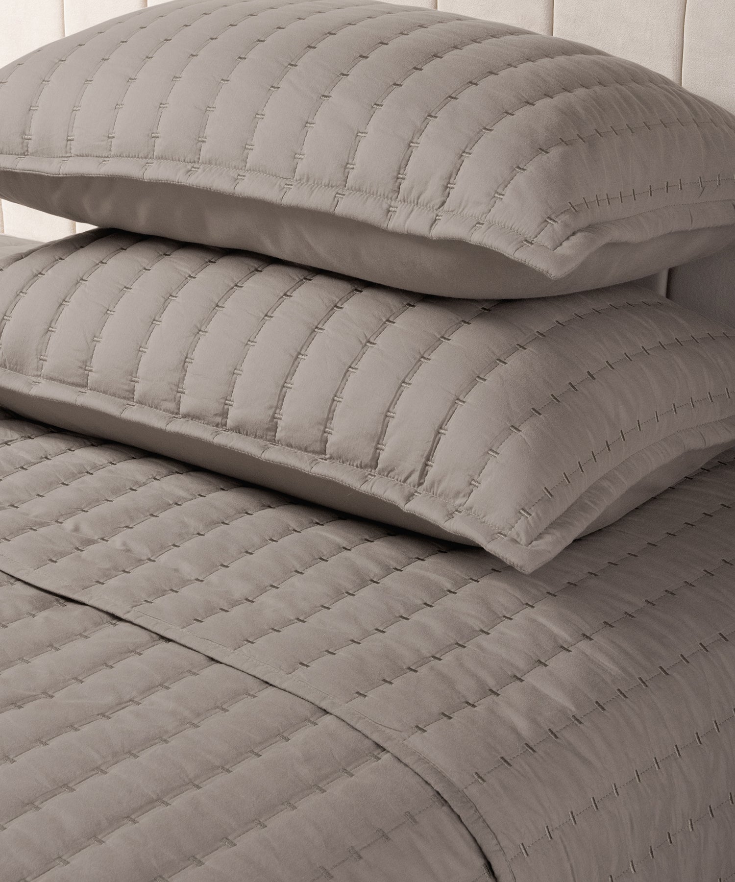 Nectarsoft Italian Retreat King Bedcover Set, Khaki|90 GSM Cotton|3 Pc Set