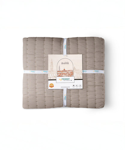 Nectarsoft Italian Retreat King Bedcover Set, Khaki|90 GSM Cotton|3 Pc Set
