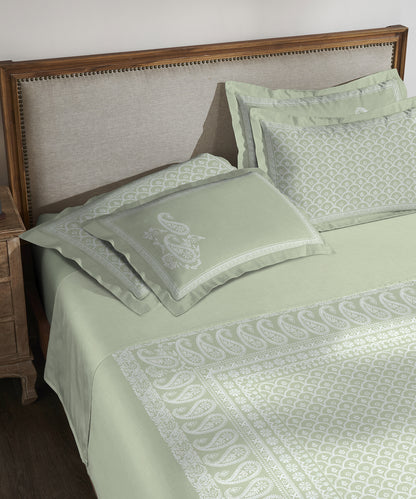 Classic Threads of India King Bedsheet Set, Chikankari | 210 TC Cotton| 4 Pillow Covers