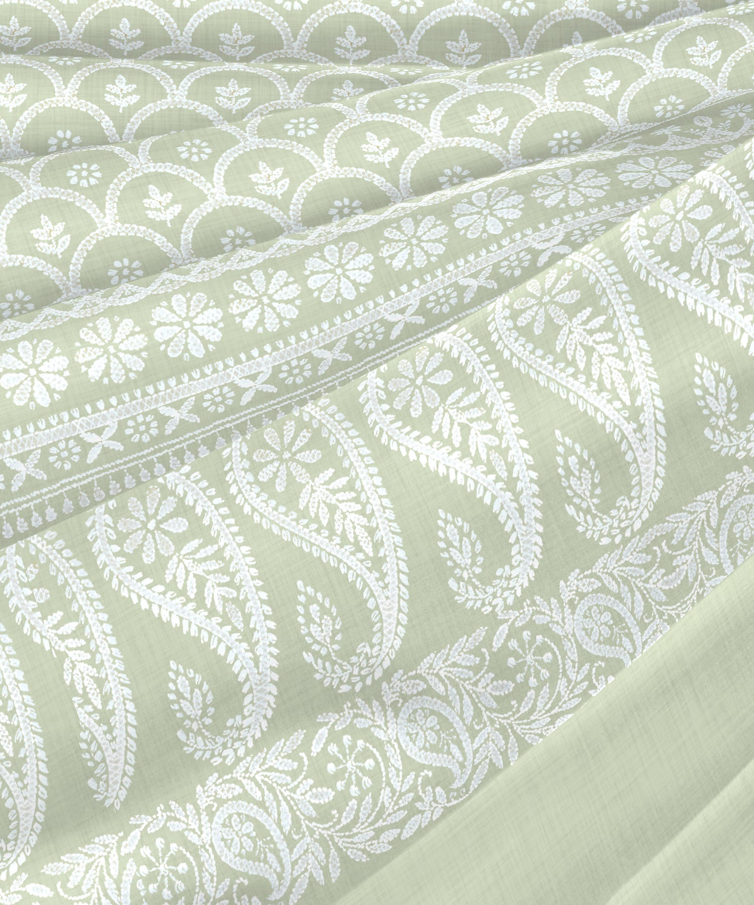 Classic Threads of India King Bedsheet Set, Chikankari | 210 TC Cotton| 4 Pillow Covers
