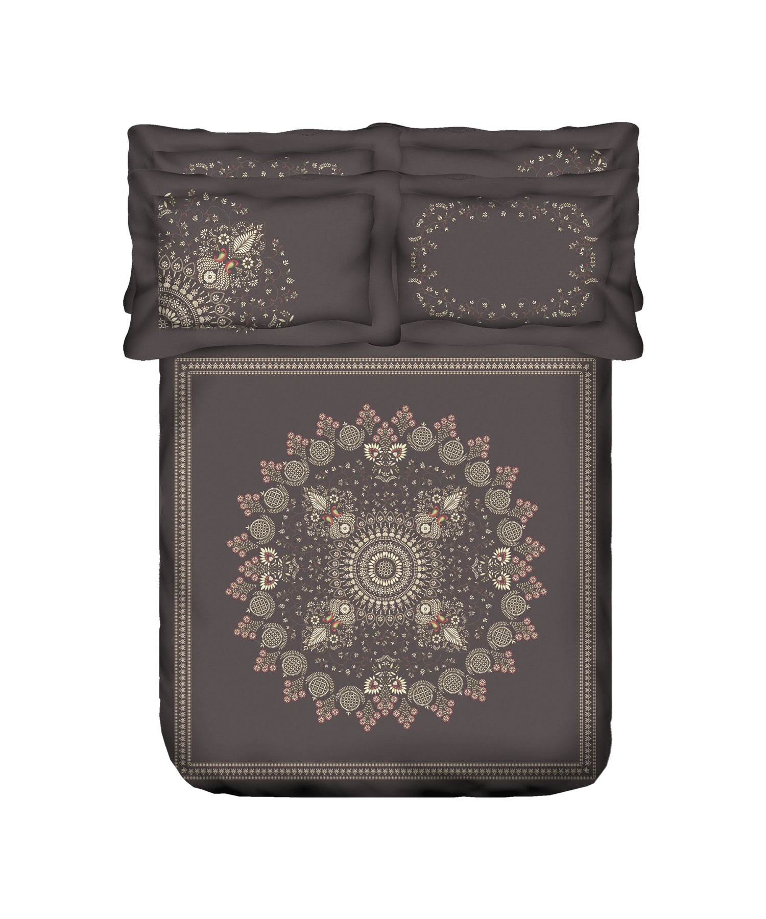 Classic Threads of India King Bedsheet Set, Gota Patti| 210 TC Cotton| 4 Pillow Covers