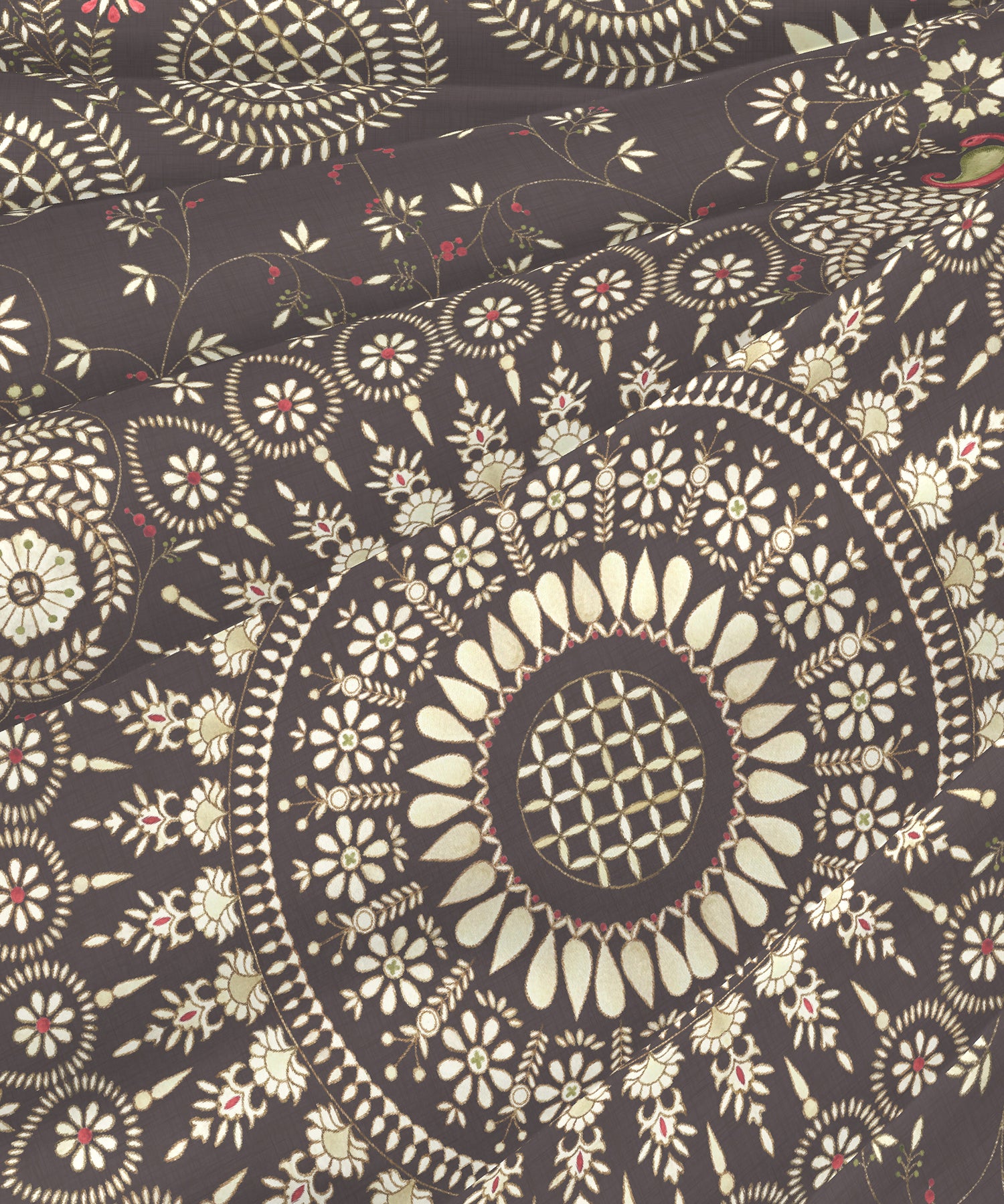 Classic Threads of India King Bedsheet Set, Gota Patti| 210 TC Cotton| 4 Pillow Covers