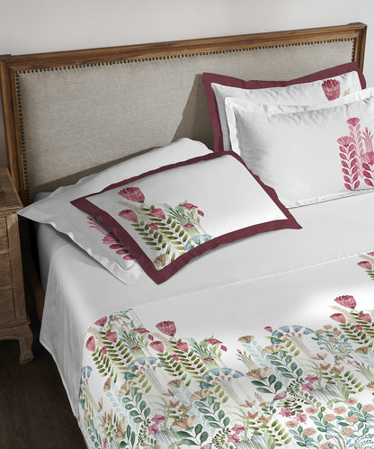 Classic Threads of India King Bedsheet Set, Kantha| 210 TC Cotton| 4 Pillow Covers