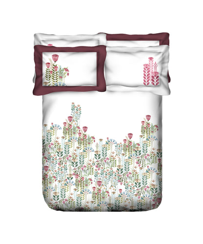 Classic Threads of India King Bedsheet Set, Kantha| 210 TC Cotton| 4 Pillow Covers