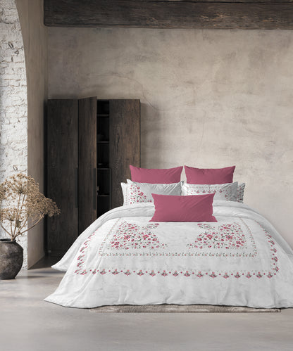 Classic Threads of India King Bedsheet Set, Marble Inlay| 210 TC Cotton| 4 Pillow Covers