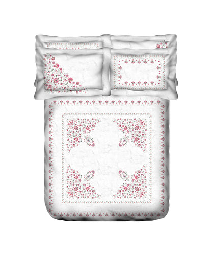 Classic Threads of India King Bedsheet Set, Marble Inlay| 210 TC Cotton| 4 Pillow Covers