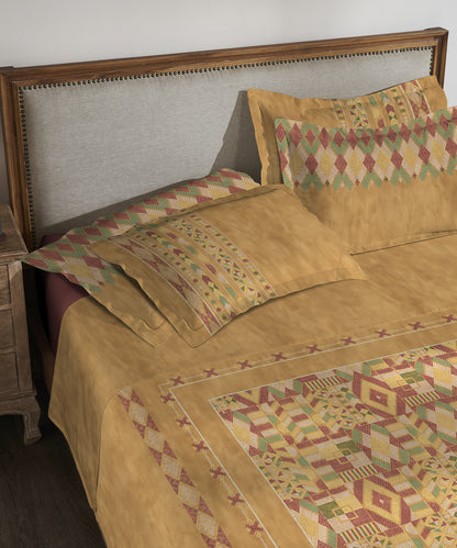Classic Threads of India King Bedsheet Set, Phulkari| 210 TC Cotton| 4 Pillow Covers