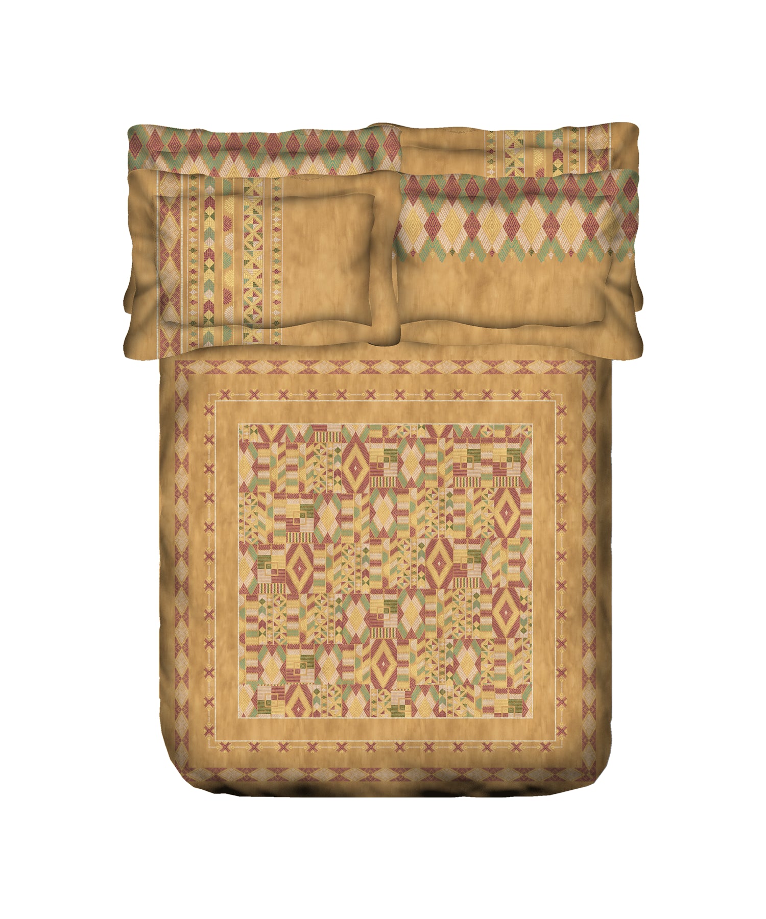 Classic Threads of India King Bedsheet Set, Phulkari| 210 TC Cotton| 4 Pillow Covers
