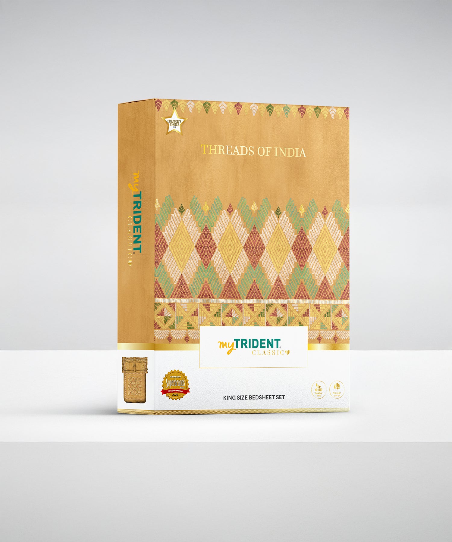 Classic Threads of India King Bedsheet Set, Phulkari| 210 TC Cotton| 4 Pillow Covers
