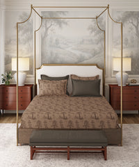 Nectarsoft Italian Retreat King Bedsheet, Toile Walk|400 TC Cotton|4 Pillow Covers