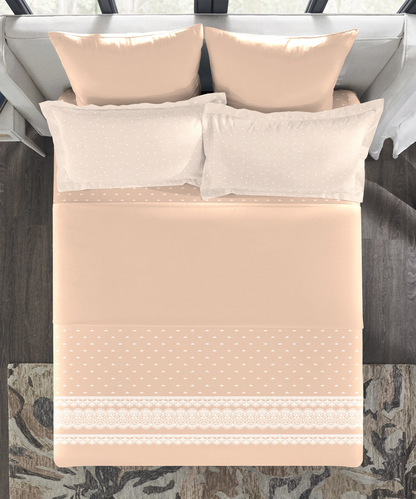 Indulgence Symphony of Threads Bedsheet Gift Set, Almond Peach| 300 TC Kasturi Cotton|4 Pillow Covers