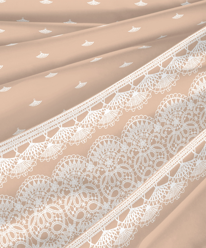 Indulgence Symphony of Threads Bedsheet Gift Set, Almond Peach| 300 TC Kasturi Cotton|4 Pillow Covers