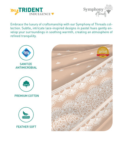 Indulgence Symphony of Threads Bedsheet Gift Set, Almond Peach| 300 TC Kasturi Cotton|4 Pillow Covers