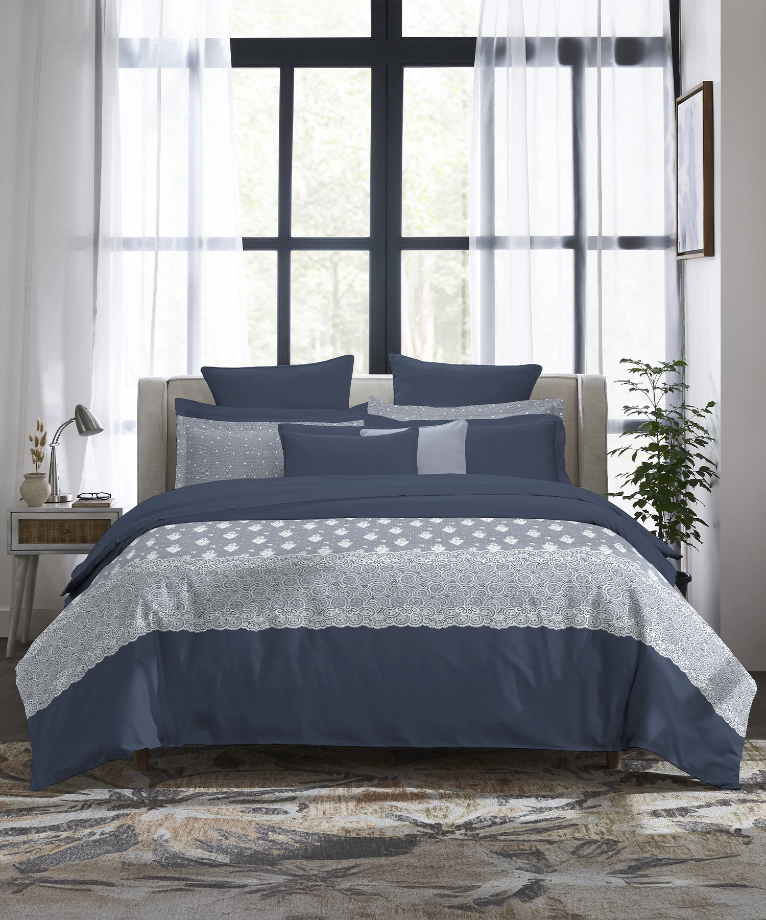 Indulgence Symphony of Threads Bedsheet Gift Set, Blueberry| 300 TC Kasturi Cotton|4 Pillow Covers