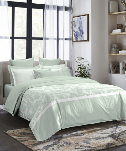 Indulgence Symphony of Threads Bedsheet Gift Set, Mint| 300 TC Kasturi Cotton|4 Pillow Covers