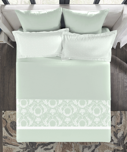 Indulgence Symphony of Threads Bedsheet Gift Set, Mint| 300 TC Kasturi Cotton|4 Pillow Covers