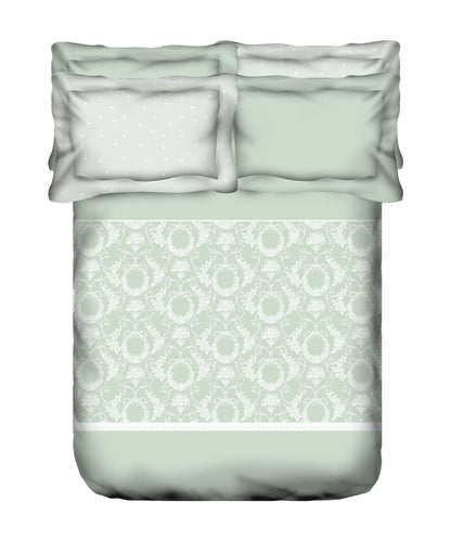 Indulgence Symphony of Threads Bedsheet Gift Set, Mint| 300 TC Kasturi Cotton|4 Pillow Covers
