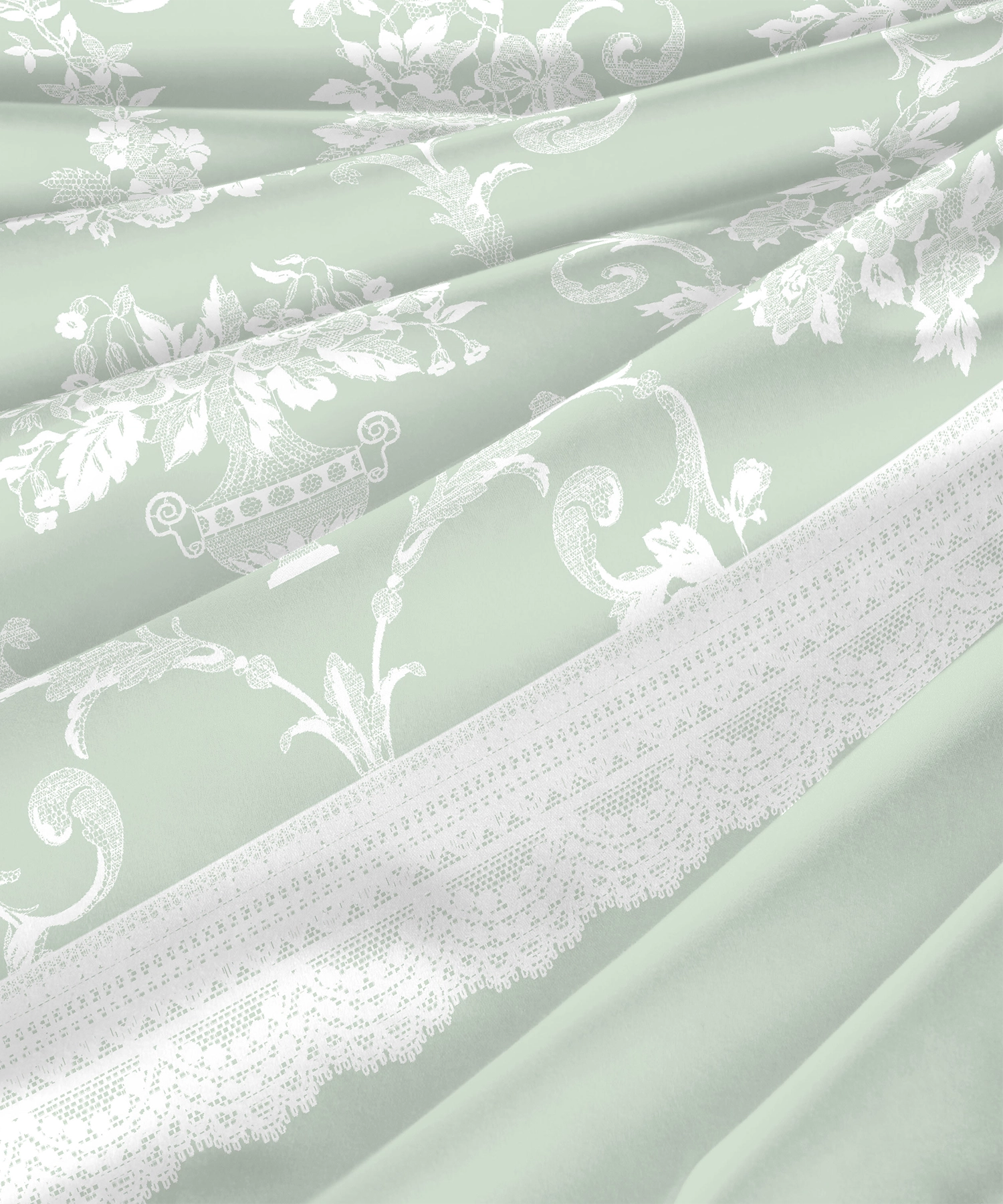 Indulgence Symphony of Threads Bedsheet Gift Set, Mint| 300 TC Kasturi Cotton|4 Pillow Covers