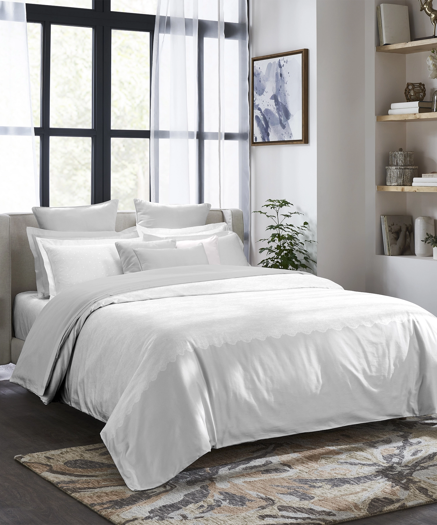 Indulgence Symphony of Threads Bedsheet Gift Set, Pearl| 300 TC Kasturi Cotton|4 Pillow Covers