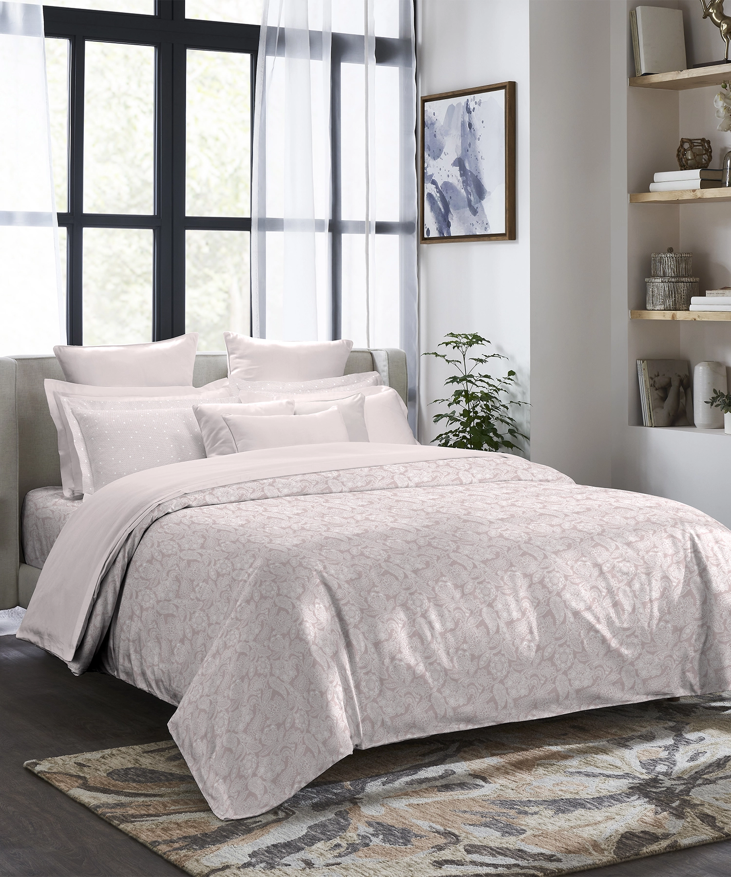 Indulgence Symphony of Threads Bedsheet Gift Set, Rose Dust| 300 TC Kasturi Cotton|4 Pillow Covers