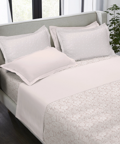 Indulgence Symphony of Threads Bedsheet Gift Set, Rose Dust| 300 TC Kasturi Cotton|4 Pillow Covers