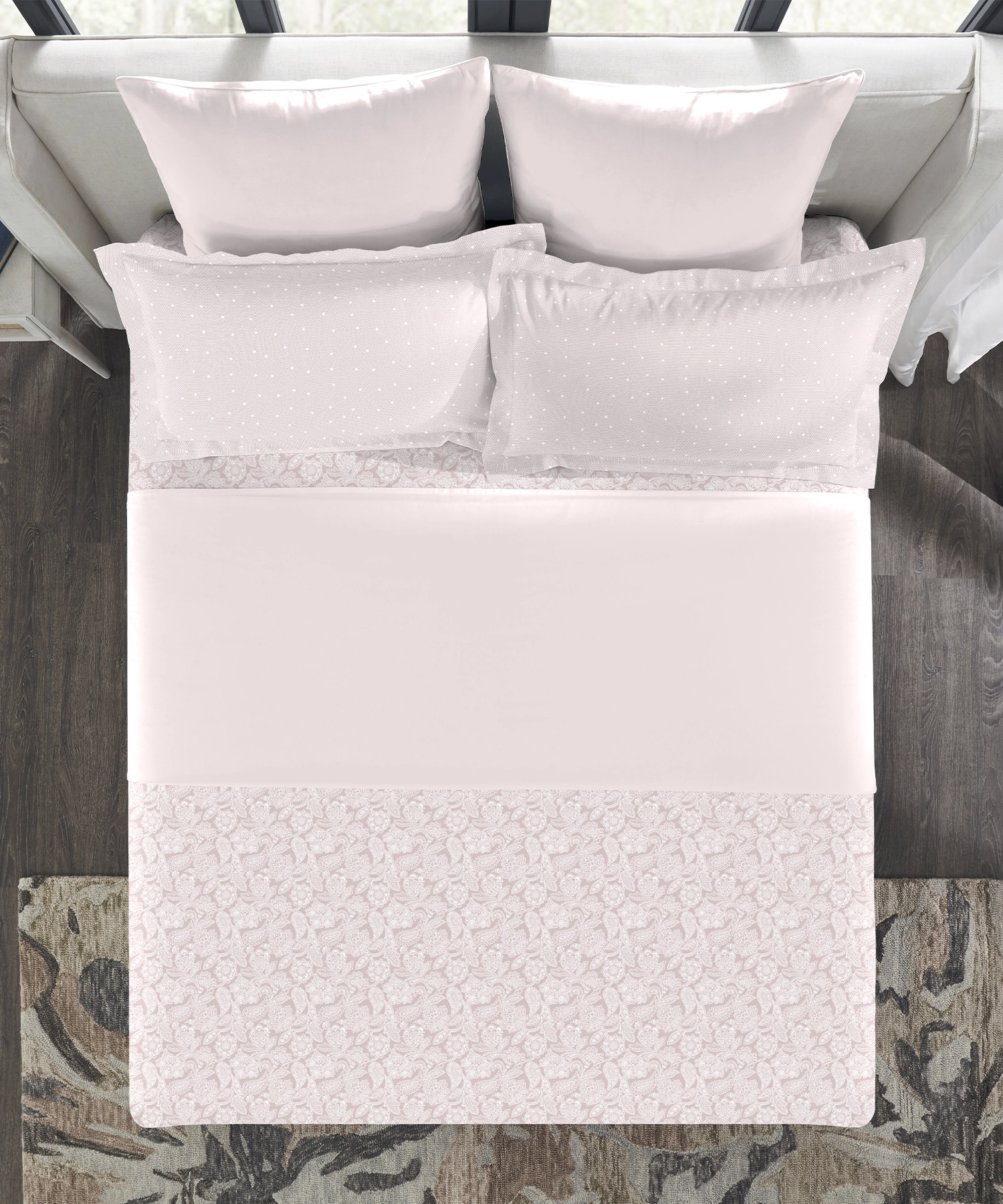 Indulgence Symphony of Threads Bedsheet Gift Set, Rose Dust| 300 TC Kasturi Cotton|4 Pillow Covers