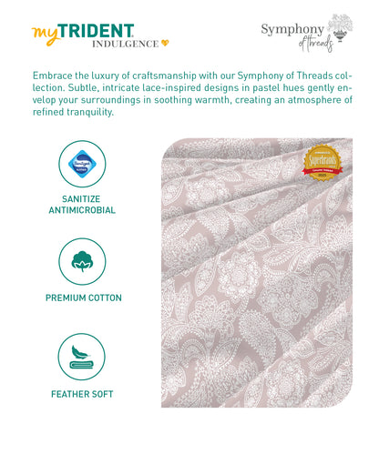 Indulgence Symphony of Threads Bedsheet Gift Set, Rose Dust| 300 TC Kasturi Cotton|4 Pillow Covers