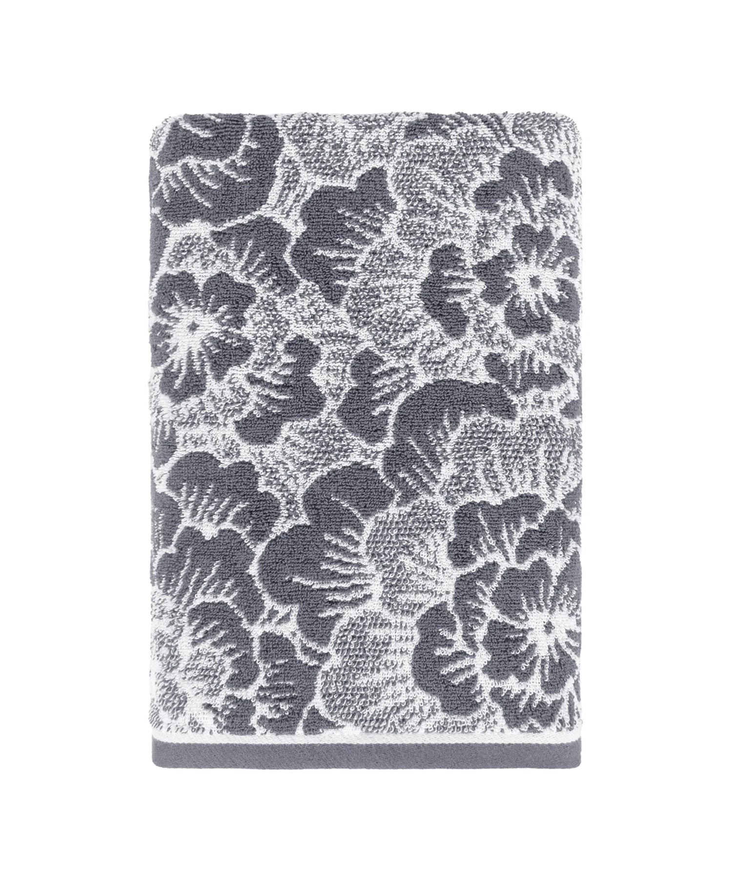 Floral 1 Pc Bath Towel, Grey| 600 GSM Cotton