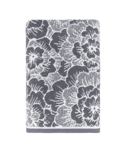 Floral 1 Pc Bath Towel, Grey| 600 GSM Cotton