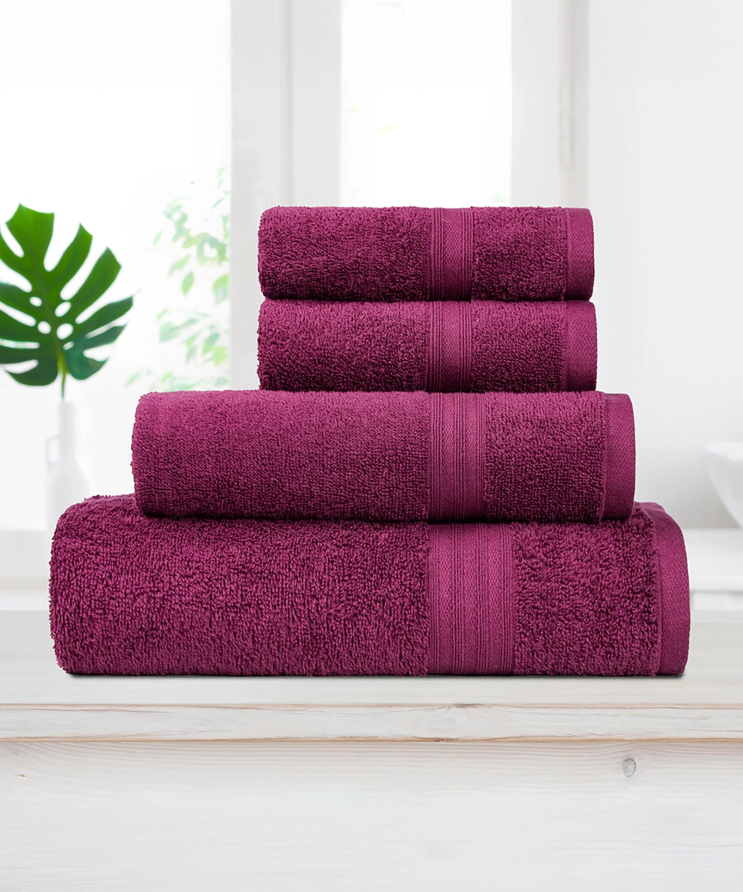 Celebration 4Pc Towel Gift set, Red Wine 450 GSM Cotton