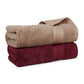 Soft Comfort 2 Pc Bath Towel, Acorn & Wine Red| 509 GSM Cotton Super Absorbent