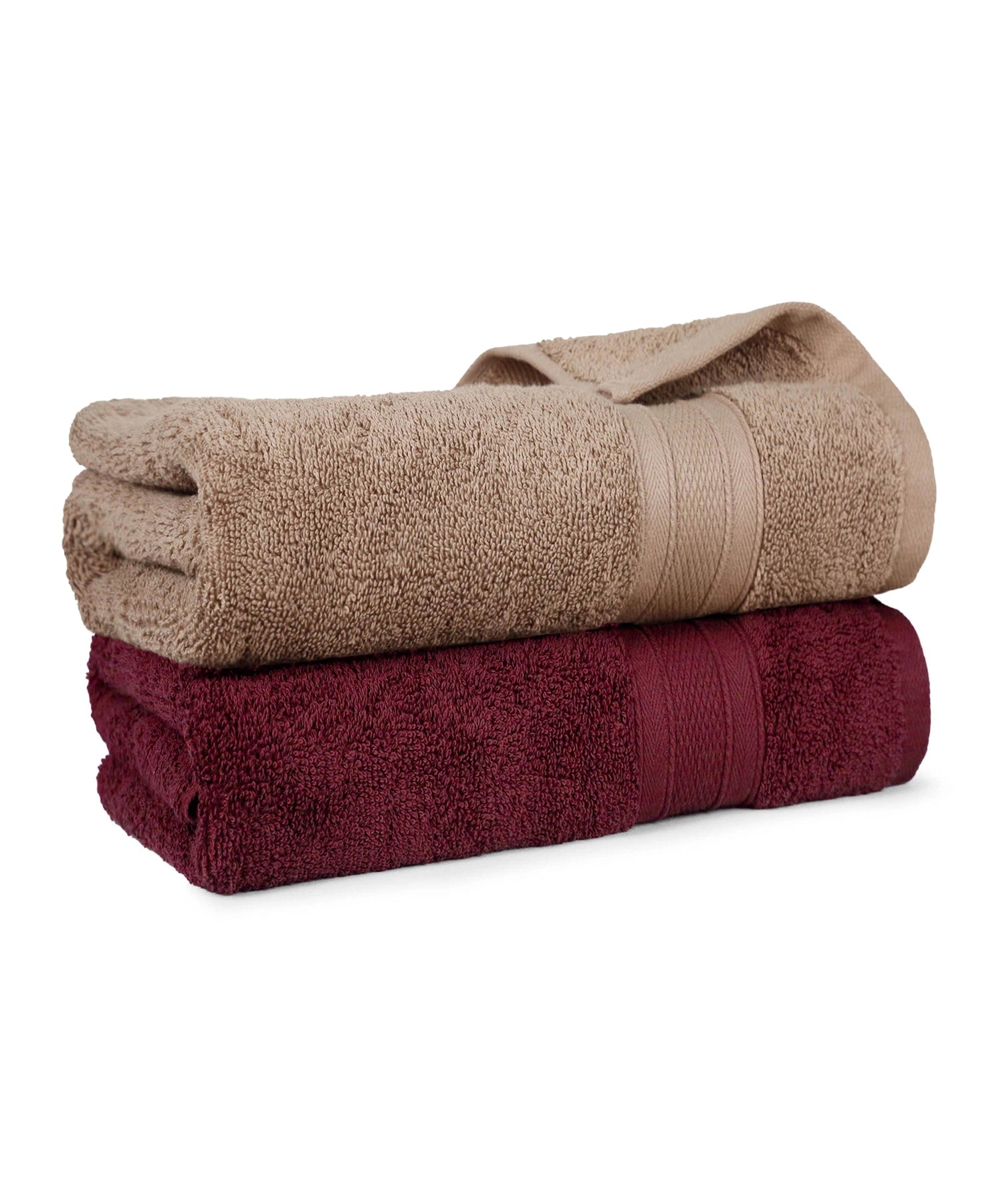 Soft Comfort 2 Pc Bath Towel, Acorn & Wine Red| 509 GSM Cotton Super Absorbent