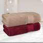 Soft Comfort 2 Pc Bath Towel, Acorn & Wine Red| 509 GSM Cotton Super Absorbent