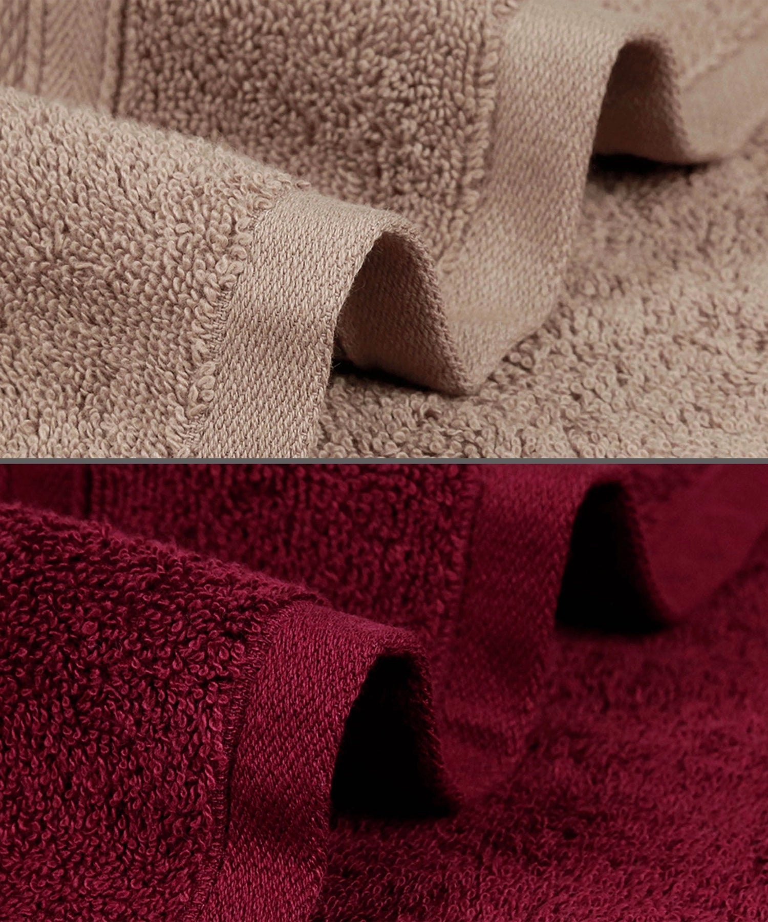 Soft Comfort 2 Pc Bath Towel, Acorn & Wine Red| 509 GSM Cotton Super Absorbent