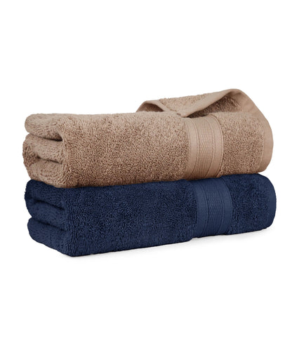 Soft Comfort 2 Pc Bath Towel, Acorn & Navy| 509 GSM Cotton Super Absorbent