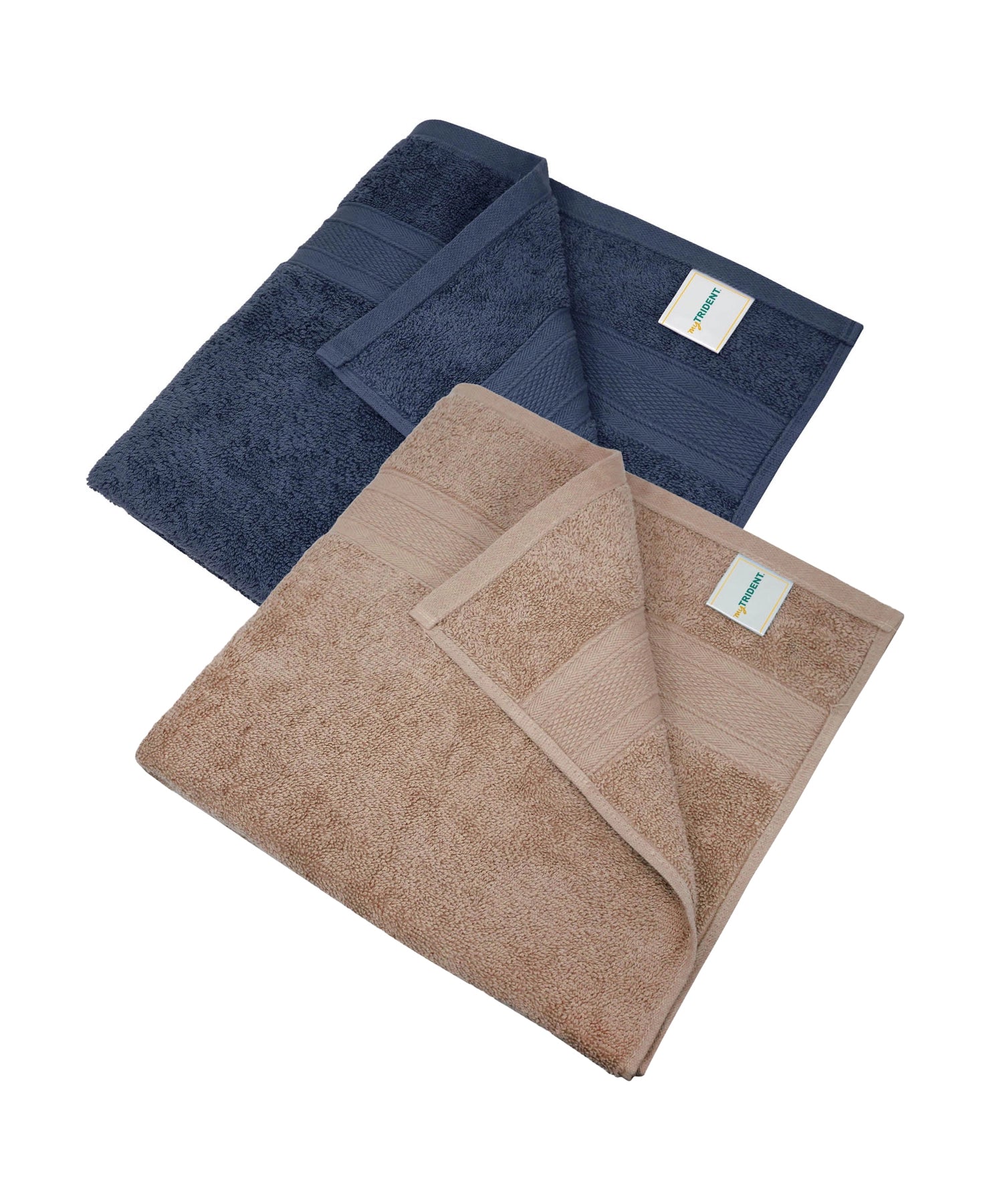 Soft Comfort 2 Pc Bath Towel, Acorn & Navy| 509 GSM Cotton Super Absorbent