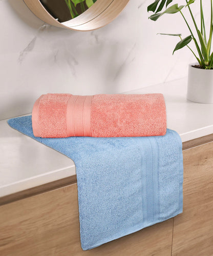 Soft Comfort 2 Pc Bath Towel, Allure & Coral Haze| 509 GSM Cotton Super Absorbent