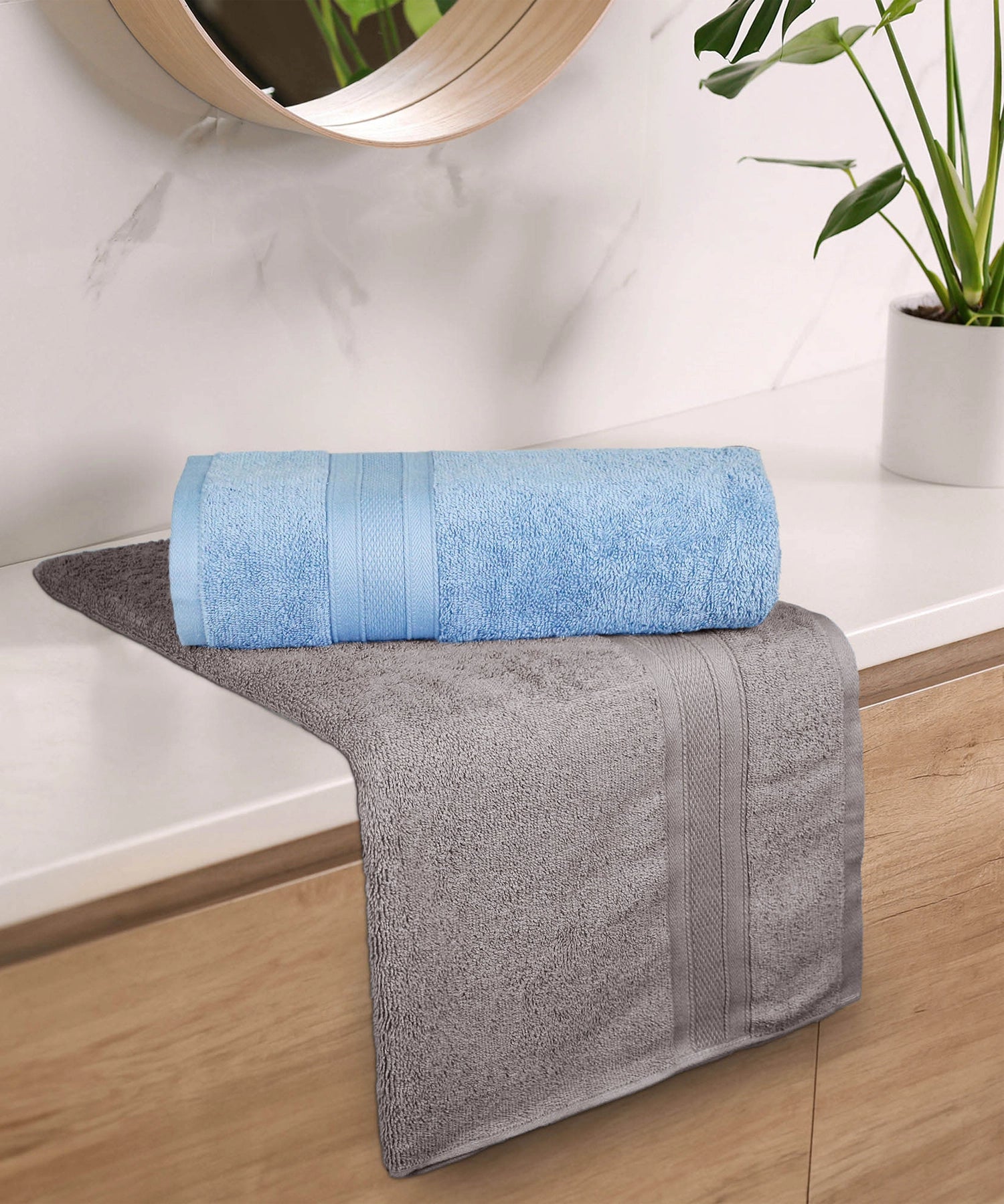 Soft Comfort 2 Pc Bath Towel, Charcoal & Allure| 509 GSM Cotton Super Absorbent