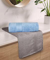 Soft Comfort 2 Pc Bath Towel, Charcoal & Allure| 509 GSM Cotton|Air Rich Technology
