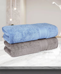 Soft Comfort 2 Pc Bath Towel, Charcoal & Allure| 509 GSM Cotton|Air Rich Technology