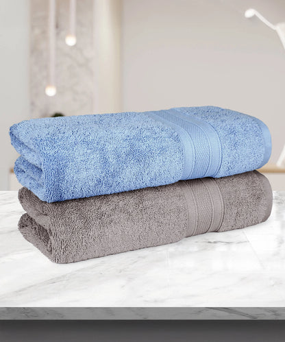 Soft Comfort 2 Pc Bath Towel, Charcoal & Allure| 509 GSM Cotton Super Absorbent