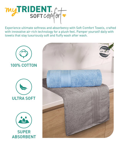Soft Comfort 2 Pc Bath Towel, Charcoal & Allure| 509 GSM Cotton Super Absorbent