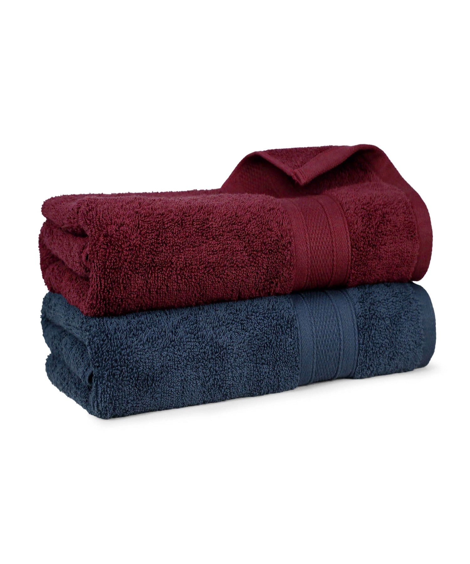 Soft Comfort 2 Pc Bath Towel, Wine Red & Navy| 509 GSM Cotton Super Absorbent