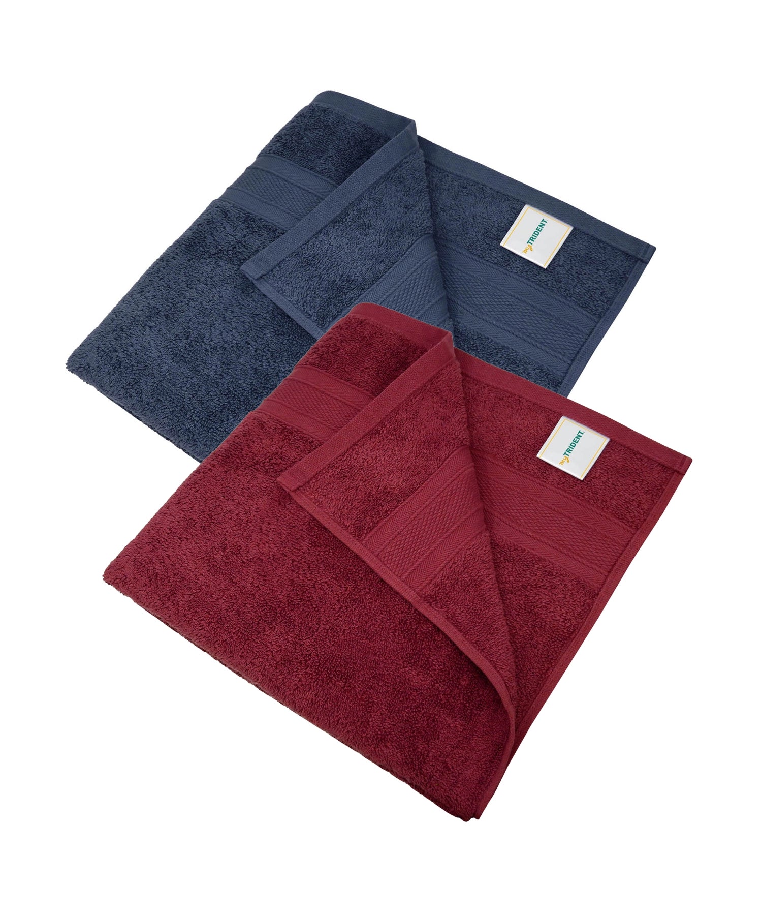 Soft Comfort 2 Pc Bath Towel, Wine Red & Navy| 509 GSM Cotton Super Absorbent